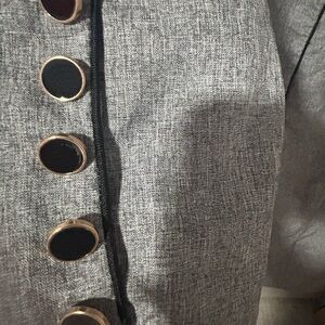 Lightweight Gray Blazer style trench with Black and Gold Buttons